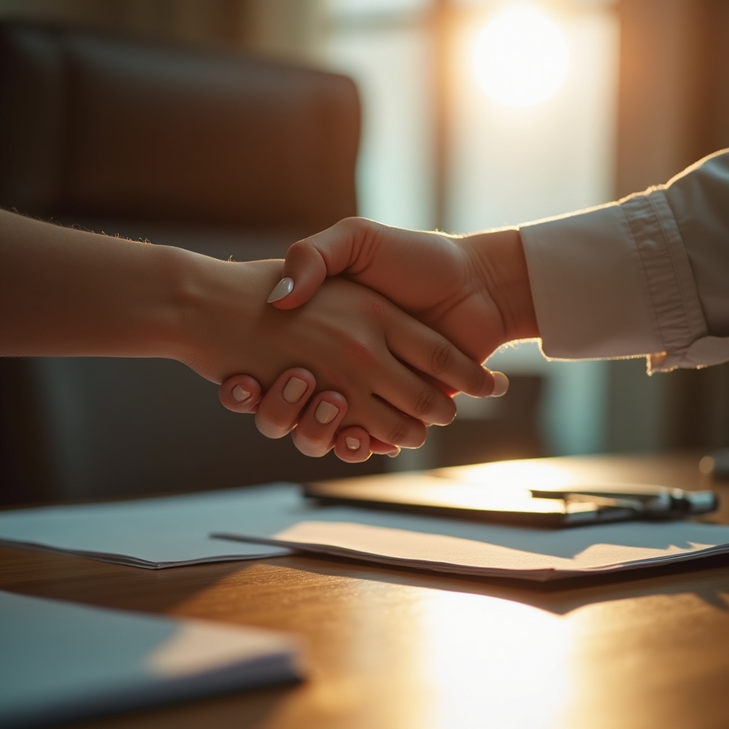 Handschlag nach Abschluss einer Vereinbarung im Büro
